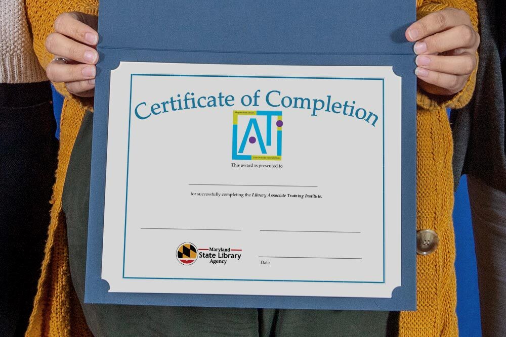 example of a Library Associate Training Institute (LATI) certificate in hand