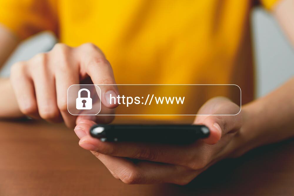 web hosting concept - the start of s secure a secure website URL